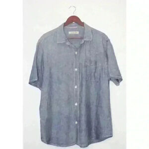 Tommy Bahama Men's XL 100% Linen Light Blue Chambray Button Up Shirt Long Sleeve